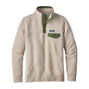 Patagonia Cream and Green Quilted Sweater